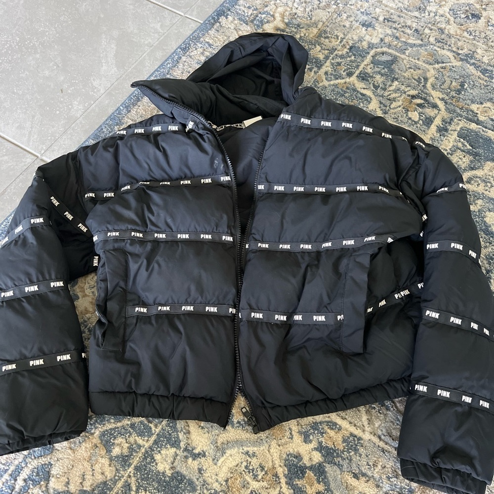 PINK Victoria's Secret Black Puffer Jacket - Picture 3 of 7